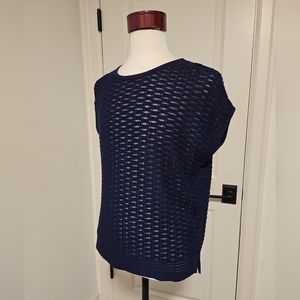 KINROSS Open Weave Navy Sweater Relaxed Sz S